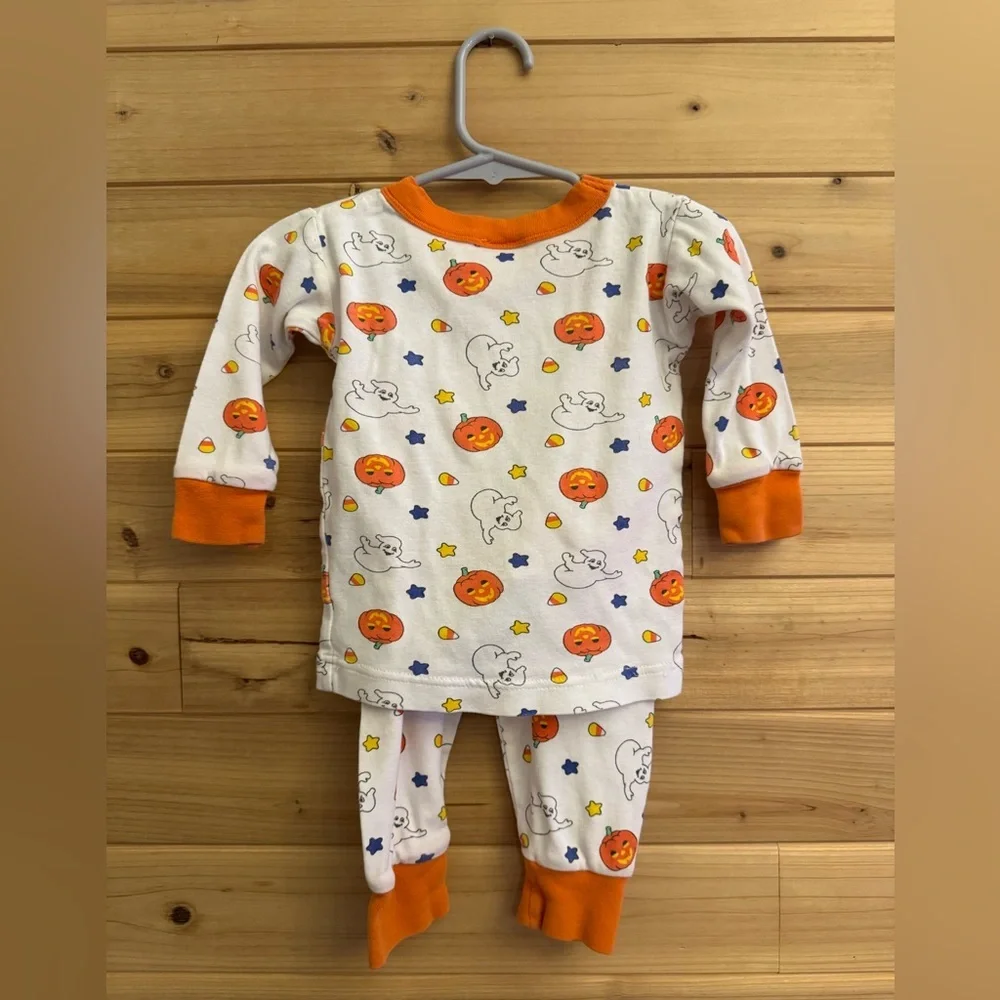 Vintage OshKosh Bgosh 12-18 Months Halloween 2 Piece Pajama Set Ghosts Pumpkin
